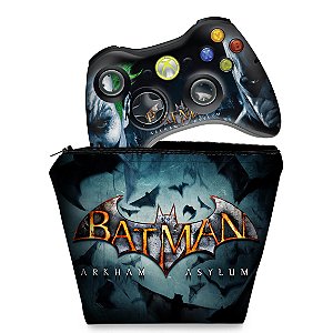 KIT Capa Case e Skin Xbox 360 Controle - Batman Arkham Asylum