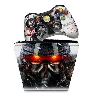 KIT Capa Case e Skin Xbox 360 Controle - Killzone 3