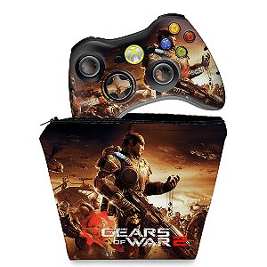 KIT Capa Case e Skin Xbox 360 Controle - Gears Of War 2