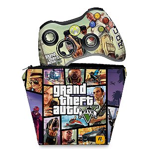 KIT Capa Case e Skin Xbox 360 Controle - Gta V