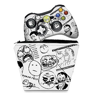 KIT Capa Case e Skin Xbox 360 Controle - Memes