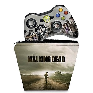 KIT Capa Case e Skin Xbox 360 Controle - The Walking Dead #a