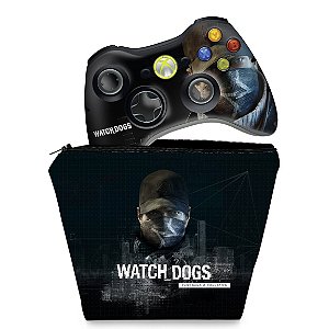 KIT Capa Case e Skin Xbox 360 Controle - Watch Dogs