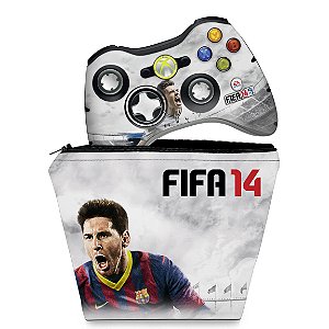 KIT Capa Case e Skin Xbox 360 Controle - Fifa 14