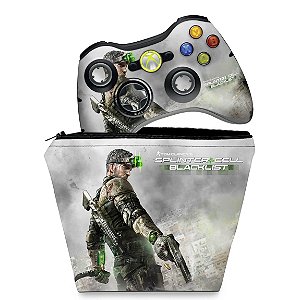 KIT Capa Case e Skin Xbox 360 Controle - Splinter Cell Black