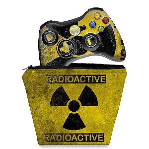KIT Capa Case e Skin Xbox 360 Controle - Radioativo