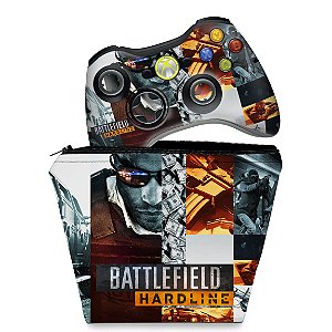 KIT Capa Case e Skin Xbox 360 Controle - Battlefield Hardline