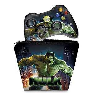 KIT Capa Case e Skin Xbox 360 Controle - Hulk