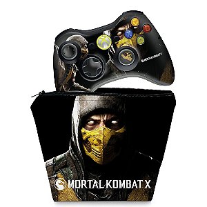 KIT Capa Case e Skin Xbox 360 Controle - Mortal Kombat X #a