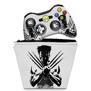 KIT Capa Case e Skin Xbox 360 Controle - Wolverine X-men