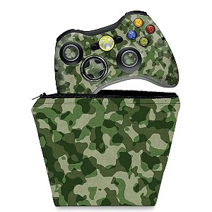 KIT Capa Case e Skin Xbox 360 Controle - Camuflado