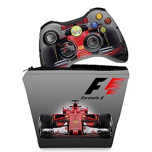 KIT Capa Case e Skin Xbox 360 Controle - Formula 1 #b
