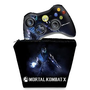 KIT Capa Case e Skin Xbox 360 Controle - Mortal Kombat X Subzero