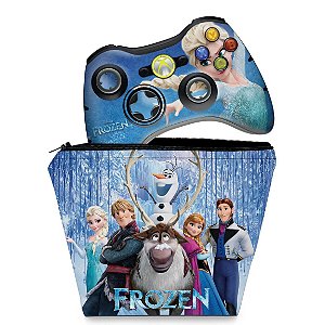 KIT Capa Case e Skin Xbox 360 Controle - Frozen