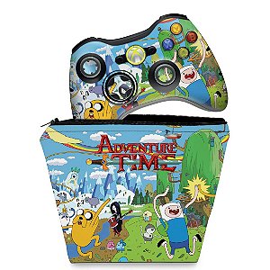 KIT Capa Case e Skin Xbox 360 Controle - Hora De Aventura