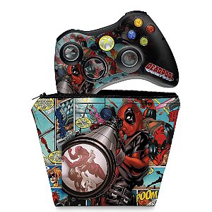 KIT Capa Case e Skin Xbox 360 Controle - Deadpool