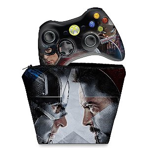 KIT Capa Case e Skin Xbox 360 Controle - Capitão America B