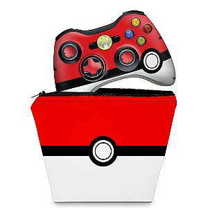 KIT Capa Case e Skin Xbox 360 Controle - Pokemon Pokebola