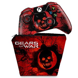 KIT Capa Case e Skin Xbox One Fat Controle - Gears of War - Skull