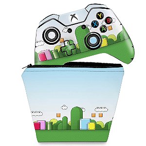 KIT Capa Case e Skin Xbox One Fat Controle - Super Mario