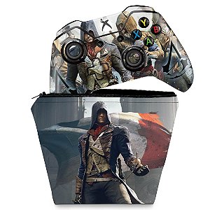 KIT Capa Case e Skin Xbox One Fat Controle - Assassins Creed Unity