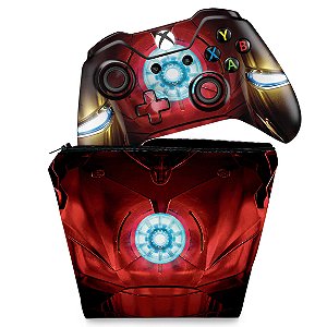 KIT Capa Case e Skin Xbox One Fat Controle - Iron Man - Homem de Ferro