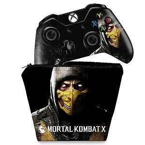 KIT Capa Case e Skin Xbox One Fat Controle - Mortal Kombat X