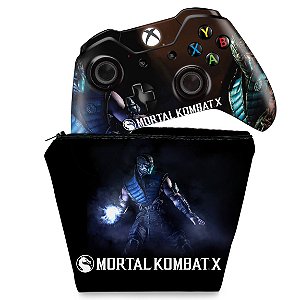 KIT Capa Case e Skin Xbox One Fat Controle - Mortal Kombat X - Subzero