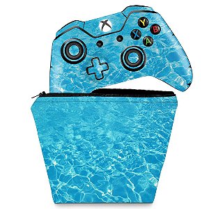 KIT Capa Case e Skin Xbox One Fat Controle - Aquático Água