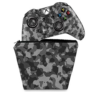 KIT Capa Case e Skin Xbox One Fat Controle - Camuflagem Cinza