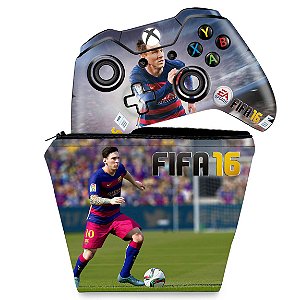 KIT Capa Case e Skin Xbox One Fat Controle - FIFA 16