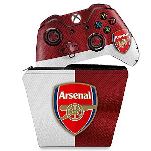 KIT Capa Case e Skin Xbox One Fat Controle - Arsenal Football Club
