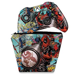 KIT Capa Case e Skin Xbox One Fat Controle - Deadpool