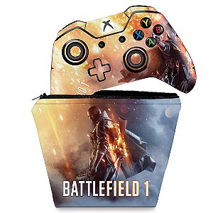 KIT Capa Case e Skin Xbox One Fat Controle - Battlefield 1