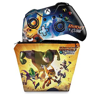 KIT Capa Case e Skin Xbox One Fat Controle - Ratchet and Clank