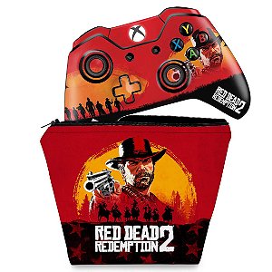 KIT Capa Case e Skin Xbox One Fat Controle - Red Dead Redemption 2