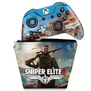 KIT Capa Case e Skin Xbox One Fat Controle - Sniper Elite 4