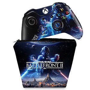 KIT Capa Case e Skin Xbox One Fat Controle - Star Wars - Battlefront 2