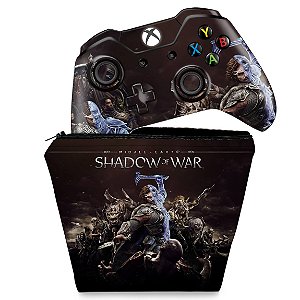 KIT Capa Case e Skin Xbox One Fat Controle - Shadow of War