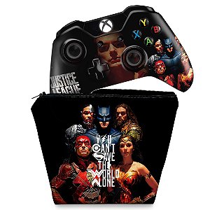 KIT Capa Case e Skin Xbox One Fat Controle - Liga da Justiça