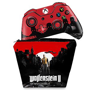 KIT Capa Case e Skin Xbox One Fat Controle - Wolfenstein 2 New Order