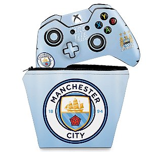 KIT Capa Case e Skin Xbox One Fat Controle - Manchester City FC