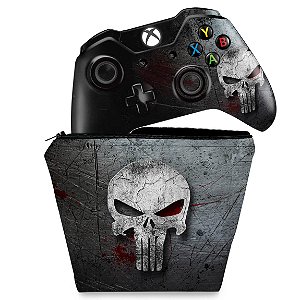 KIT Capa Case e Skin Xbox One Fat Controle - The Punisher Justiceiro #b