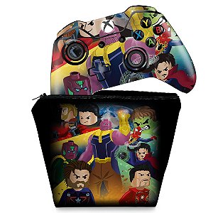 KIT Capa Case e Skin Xbox One Fat Controle - Lego Avengers Vingadores