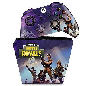 KIT Capa Case e Skin Xbox One Fat Controle - Fortnite Battle Royale