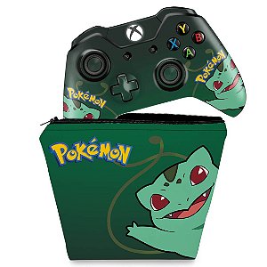 KIT Capa Case e Skin Xbox One Fat Controle - Pokemon Bulbasaur