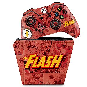 KIT Capa Case e Skin Xbox One Fat Controle - The Flash Comics