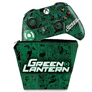KIT Capa Case e Skin Xbox One Fat Controle - Lanterna Verde Comics