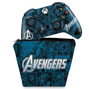 KIT Capa Case e Skin Xbox One Fat Controle - Avengers Vingadores Comics
