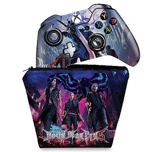 KIT Capa Case e Skin Xbox One Fat Controle - Devil May Cry 5